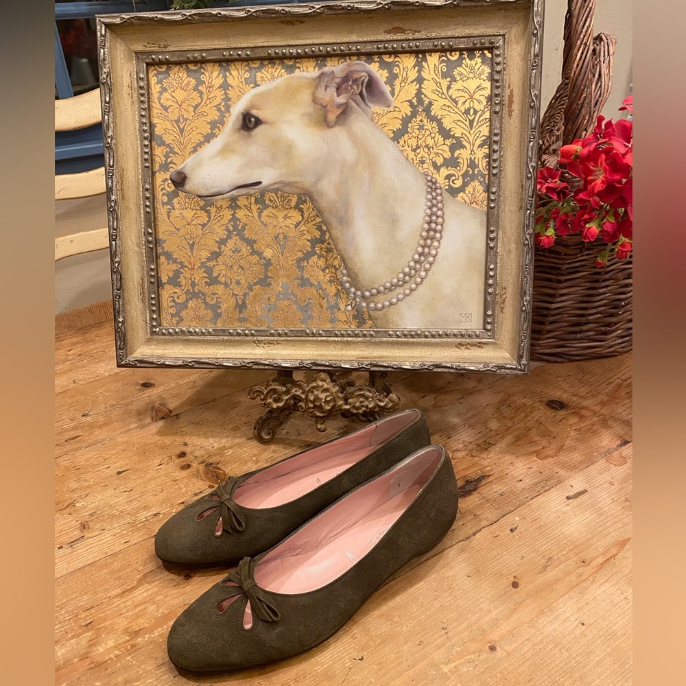 Amalfi olive green suede ballet flats
